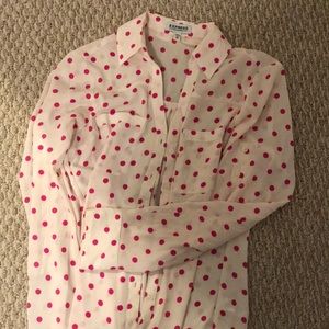 Pink polka dot button up